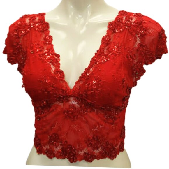 bebe Tops - Bebe Red Vintage Crop Top (S)